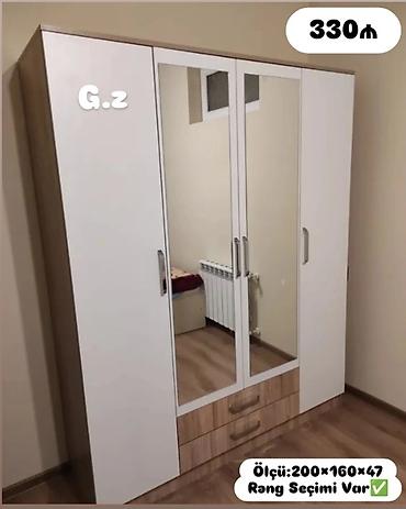 ayna qapı: Üç qapılı paltar dolabı - Ölçü: 200×160×47 sm (şəkildə qeyd olunub) - — 1