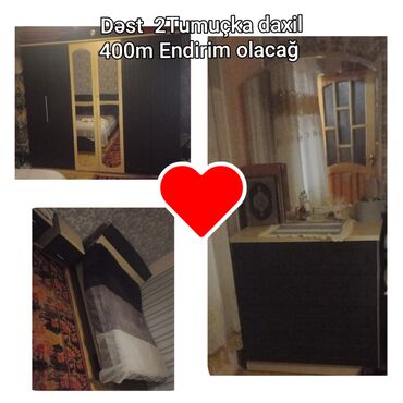 продам кухонный гарнитур бу: 2 односпальные кровати, Трюмо, 2 тумбы, Азербайджан, Б/у