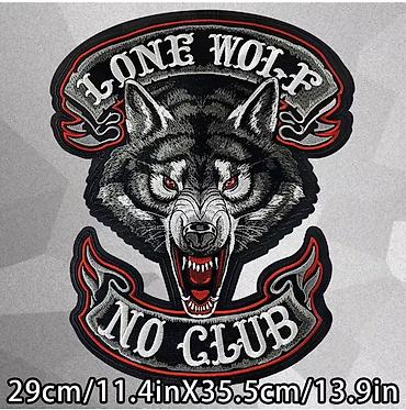 moto godekce: Məhsul: “Lone Wolf – No Club” böyük arxa çapma (nakışlı paça) - — 4