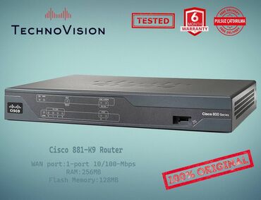Kabellər: Cisco C 881 K9 Router ✔️Sertifikasiyadan keçmiş təcrübəli