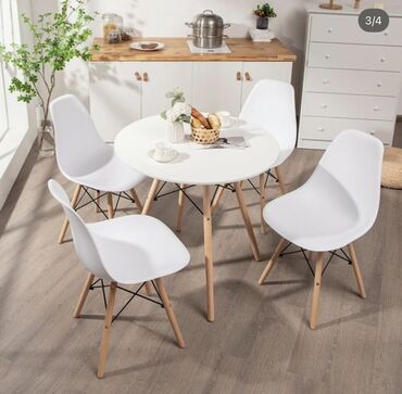 стол со стульями для кухни: Ашкана үстөлү жана отургуч, түсү - Ак