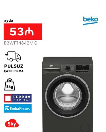 paltaryuyan baraban: Стиральная машина Beko, 8 кг, Новый, Автомат, Есть сушка, Есть кредит, Бесплатная доставка