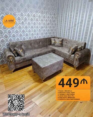 Komodlar: LA MİNİ künc divan dəsti - Ölçülər: 280x200 sm - Mexanizm: açılan