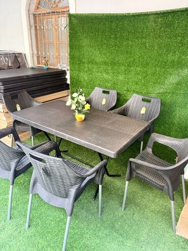 Mebel: Balkon üçün, Açılan, Dördbucaq masa, 6 stul
