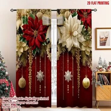 Ostali proizvodi za kuću: Novogodišnje zavese Dimenzije 150x60cm Cena 1700din/2kom kao na slici — 1