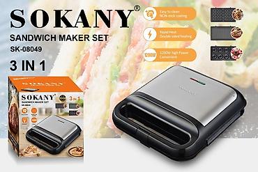 sonifer sandwich maker: Сэндвичница SOKANY SK-08049 3‑в‑1 - Мощность: 1200 Вт — быстрое — 1