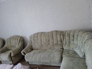мебел жасайбыз: Угловой диван, цвет - Голубой, Б/у