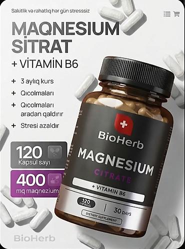baş: BioHerb Magnesium Citrate + Vitamin B6 kapsulları Məhsulun — 1