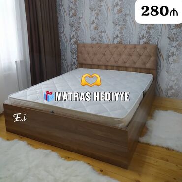 taxt ikinci el: Двуспальная кровать, Бесплатный матрас