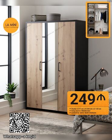 Çarpayılar: Açılan, 3 qapılı Düz dolab, Qarderob, paltar dolabı