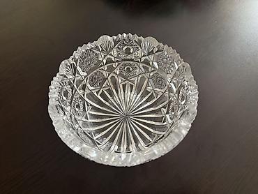 saxlama qab: Kəsilmiş naxışlı kristal şüşə qab - Material: qalın, şəffaf kristal — 3
