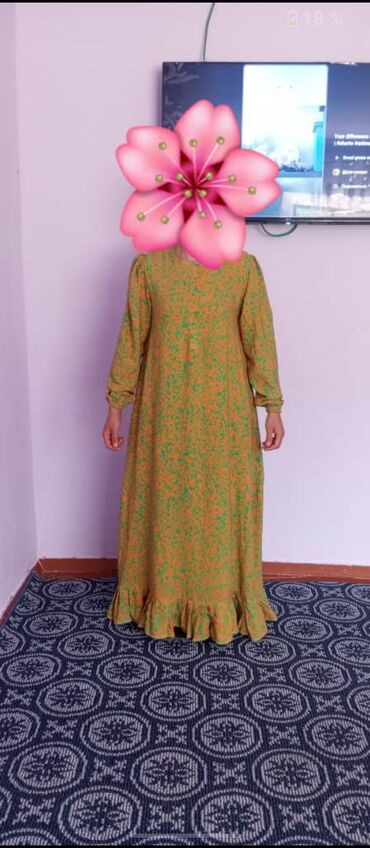 день сяпина: Повседневное платье, Made in KG, Лето, Длинная модель, Штапель, L (EU 40)