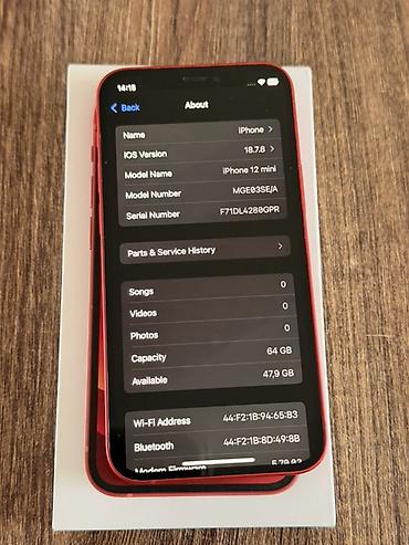 Apple iPhone: Apple iPhone 12 mini (PRODUCT)RED - Ekran: 5.4" Super Retina XDR — 6