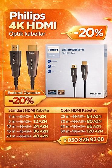Audio və video kabellər: Philips 4K HDMI optik kabellər - 4K Ultra HD dəstəkli, yüksək sürətli — 1
