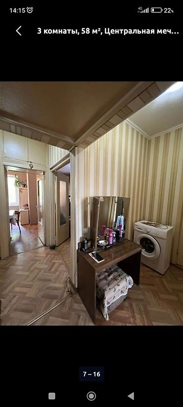 100000: 3 комнаты, 58 м², Центральная мечеть 105 серия, 2 этаж, Старый ремонт — 2