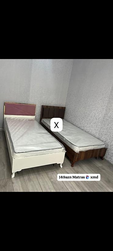 Ev üçün mebel: Tək nəfərlik çarpayı + matras dəsti - İki model: ağ korpuslu, çəhrayı — 1