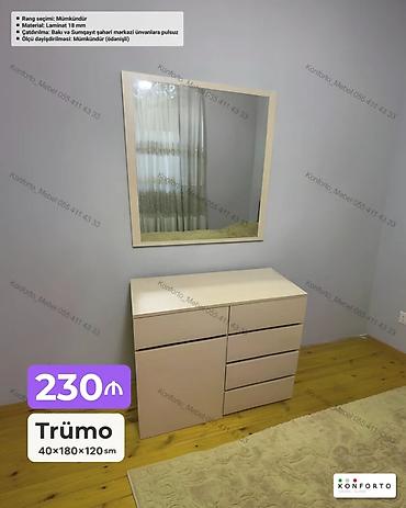 Ev və bağ: Trümo dəsti – güzgü və çekmecəli komod - Ölçü: 40×180×120 sm (şəkildə — 1