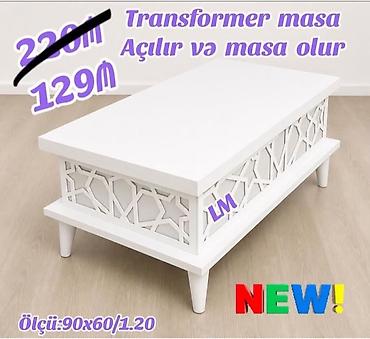 Masalar: Transformer masa – açılır və yemək masasına çevrilir. - Rəng: ağ - — 1