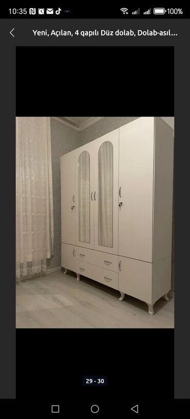 Dolablar: Açılan, 4 qapılı Düz dolab, Qarderob, paltar dolabı — 4