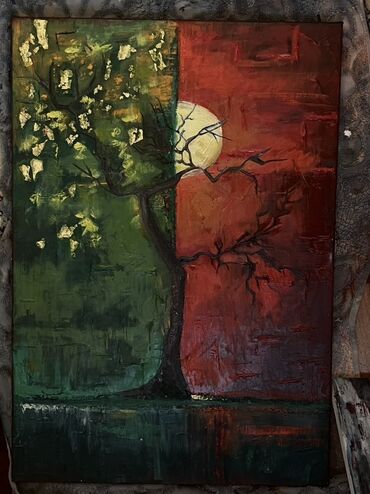 Ev saatları: Orijinal rəsm əsəri əl işi - Texnika: kətan üzərində yağlı boya