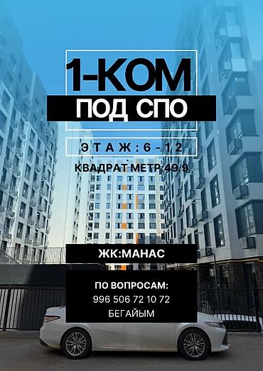 1 комната, 49 м², Кок-Жар ж/м Элитка, 6 этаж, ПСО (под самоотделку)