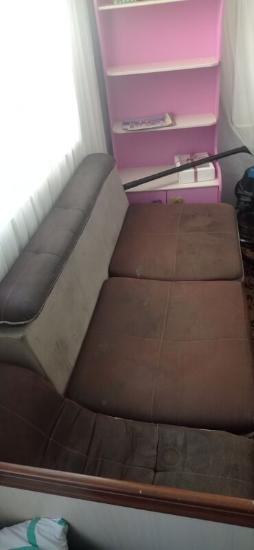 диван 5000: Угловой диван, цвет - Коричневый, Б/у