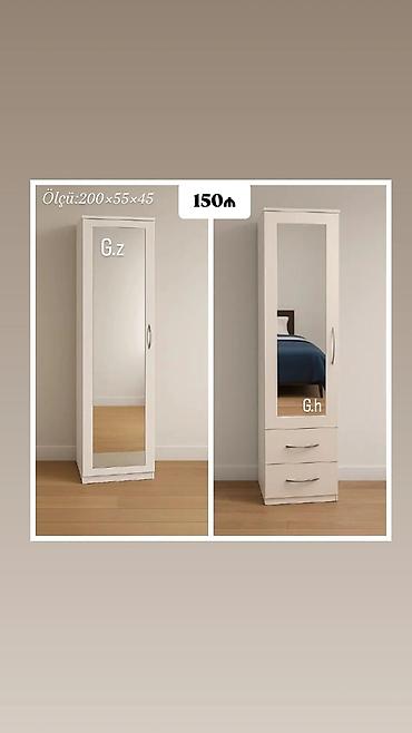 Aynalı dar şkaf - Ölçü: 200 × 55 × 45 sm (şəkildə göstərilib) - Ön