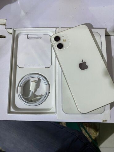Apple iPhone: IPhone 11, 128 GB, Ağ, Zəmanət, Face ID, Sənədlərlə