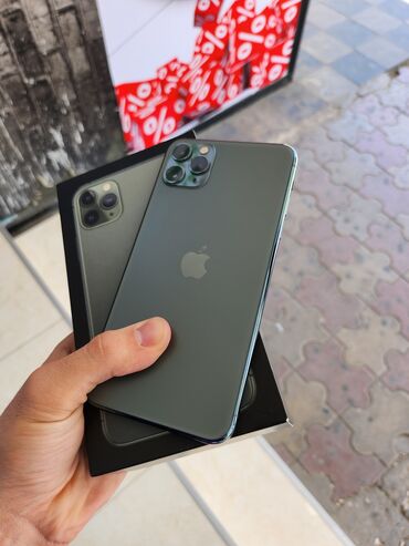 azerbaycan iphone 11 pro max: IPhone 11 Pro Max, 64 GB, Yaşıl, Zəmanət, Simsiz şarj, Face ID