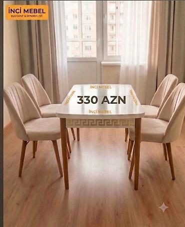 Mətbəx üçün, Yeni, Açılan, Yumru masa, 4 stul
