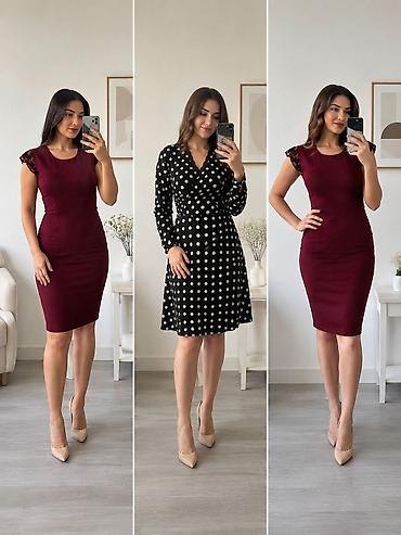 yeni model koftalar: Qadın paltarları – 2 modellə set - Model 1: Qara rəng, ağ xallı — 1