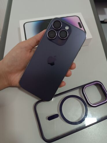 сотовые телефоны: IPhone 14 Pro, Б/у, 256 ГБ, Защитное стекло, Чехол, Коробка, 88 %