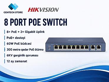 Hikvision 8 Port PoE+ switch Hikvision 8 Port PoE switch ☑️Yenidir