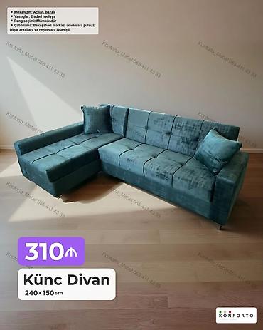 Mebel: Künc Divan – 240×150 sm - Açılan, bazalı mexanizm - Rəng seçimi — 1