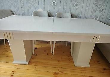 stullarin təmiri: Ağ rəngdə geniş yemək/donan masa - Material: MDF/LDSP tipli ağ — 2