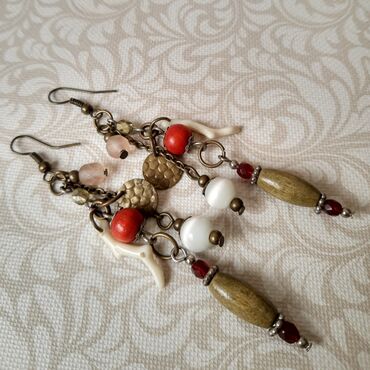 Minđuše: Dva para bilo kojih minđuša Češko staklo, poludragi kamen Potpuno — 8