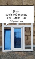 Darvazalar və aksesuarlar: Yeni İkiqat şüşə paketi Plastik pəncərə, Еni: 120 sm, Uzunluğu: 138 sm
