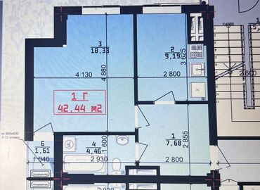 1 комнатная квартира в караколе: 1 комната, 42 м², 11 этаж, ПСО (под самоотделку)