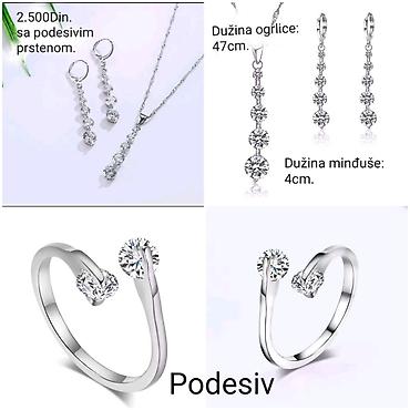 pandora nakit za devojcice: Posrebreni set nakita sa sjajnim kristalima i žigom S925 od hirurskog — 3