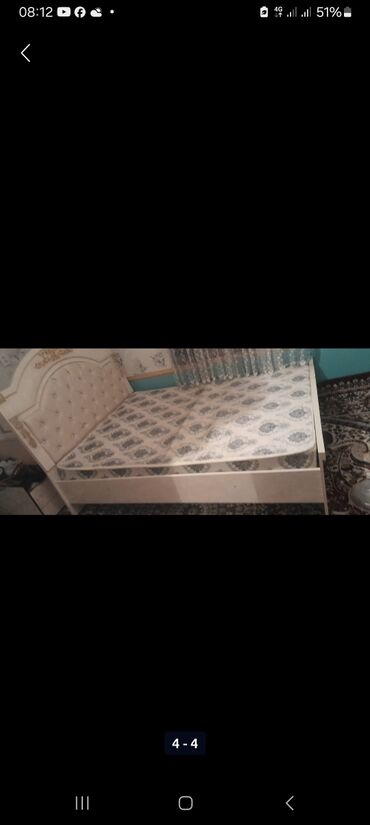 Двуспальные кровати: Двуспальная кровать, Б/у, С матрасом, длина - 220 см — 4