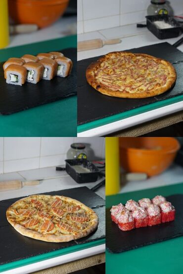 Готовые блюда, кулинария: Пицца и роллы – набор блюд для любителей японской и итальянской кухни — 1