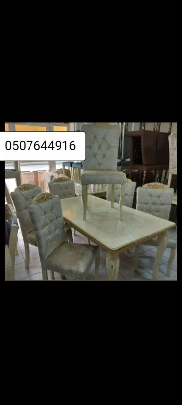 Sifarişlə masa və oturacaq dəstləri: Dördbucaq masa, Qonaq otağı üçün, 6 nəfər, Açılmayan, Azərbaycan, Zəmanətli — 2