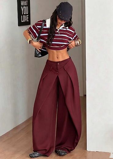 Pantalone: Ženske pantalone širokog kroja sa preklopom – statement model 2400din na lalafo.rs — 11 Pantalone: Ženske pantalone širokog kroja sa preklopom – statement model 2400din — 11