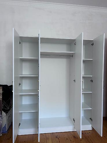 Dolablar: Yeni, 4 qapılı, Güzgülü, Ağ, Açılan, Düz dolab — 2