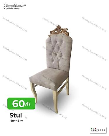hündür stul: Stul – 40×45 sm - Klassik dizaynlı, hündür bel və dekorativ oyma — 1
