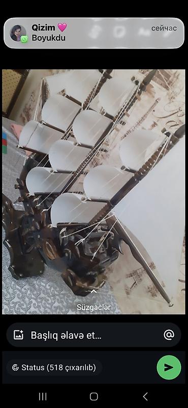 Gəmi modelləri: Tacin ustunde gemi El isi agacdan — 6