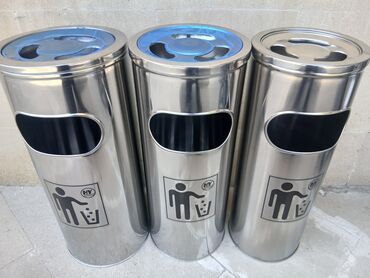 Tullantı qabları: Paslanmayan poladdan hazırlanmış bu silindrik zibil qutusu həm daxili — 4