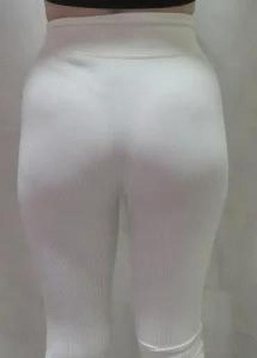 Helanke, biciklistički šortsevi: Ženske rebraste helanke – belo - Model sa V/“crossover” pojasom — 19