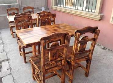 istol: Новый, Прямоугольный стол, 4 стула, Со стульями, Дерево, Азербайджан