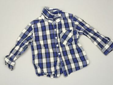 czarna bluzka z długim rękawem: Shirt 1.5-2 years, condition - Very good, pattern - Cell, color - Blue
